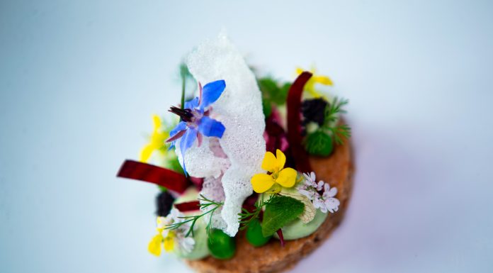 Tartelette végétale, sablé croquant aux céréales, radis noir de Cerdagne et petits pois à la menthe, par Benjamin BAKIR