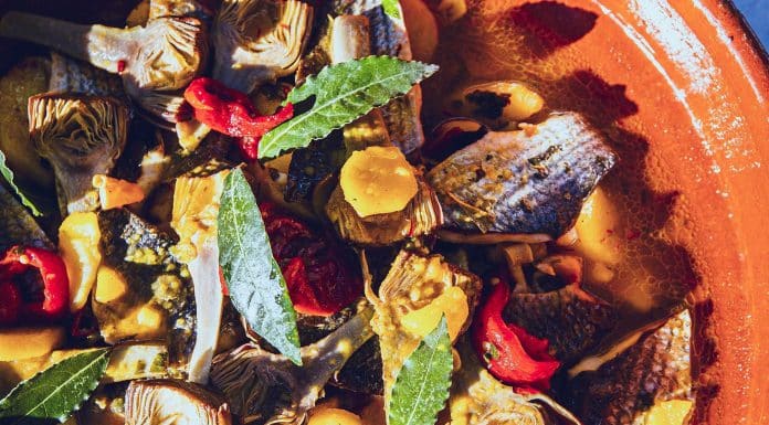 Bullinada de mulet de Méditerranée aux artichauts violets et safran des Aspres, par Michel VÉDRINES